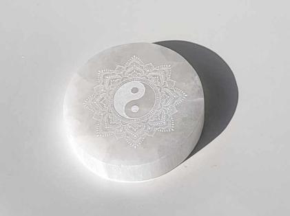 Selenit Plade Yin & Yang 10 cm